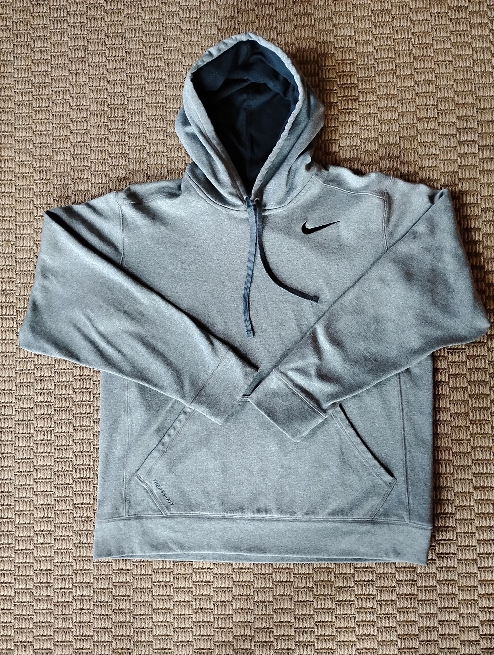 Men's Nike Gray Pullover Hoodie with Black Swoosh SZ Large